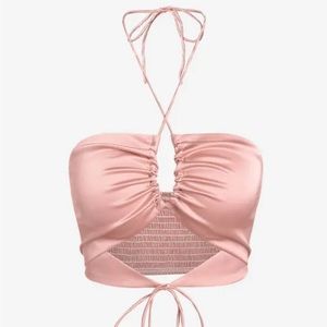 ZAFUL Criss Cross Halter Crop Top